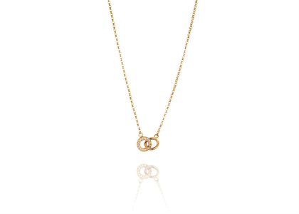 Gold Plated CZ Studded Infinity Double Circle Pendant